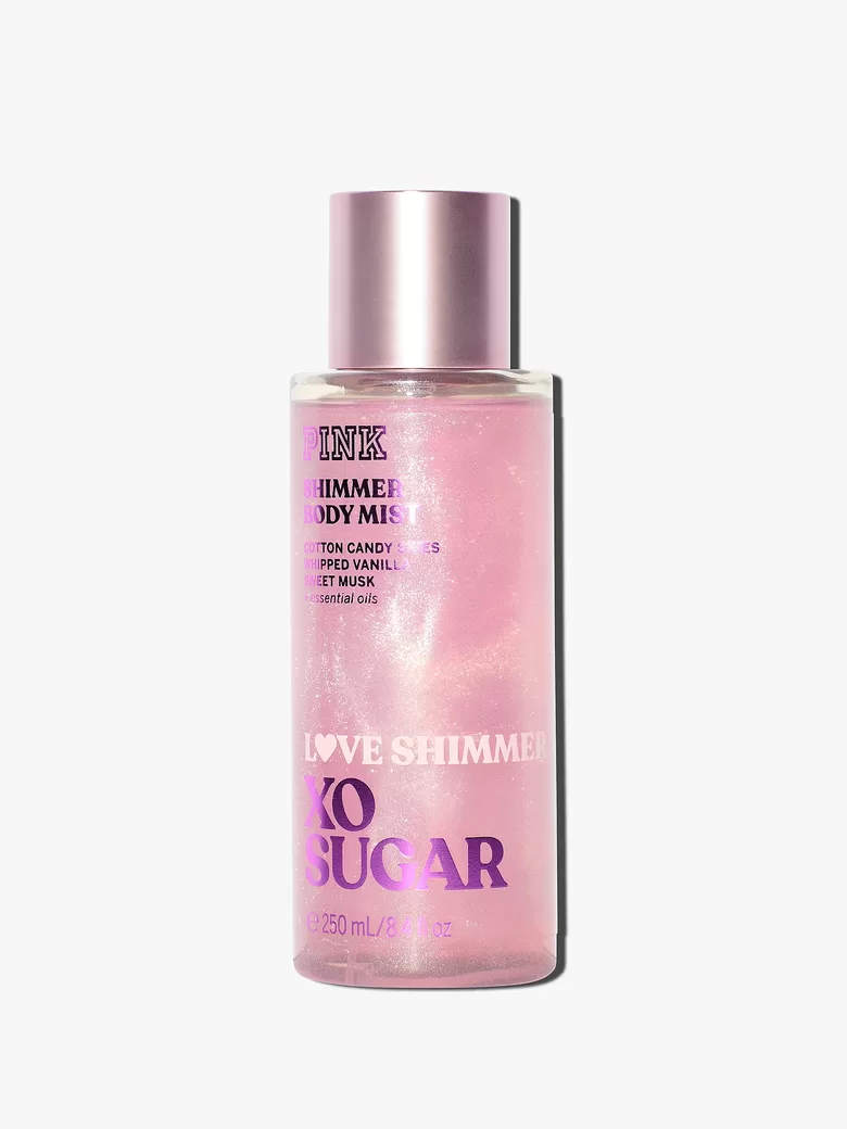 PINK Xo Sugar parfimēts ķermeņa sprejs ar spīdumiem