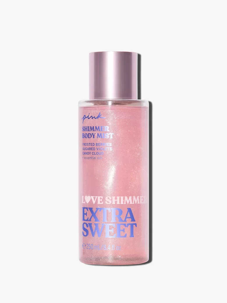 PINK Extra sweet Shimmer parfimēts ķermeņa sprejs ar spīdumiem