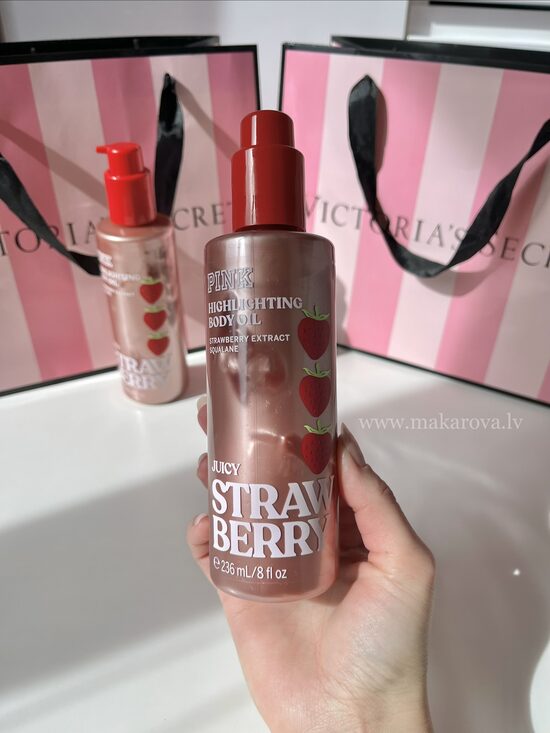 Pink Juicy strawberry mirdzoša ķermeņa eļļa ar spīdumiem 236 ml