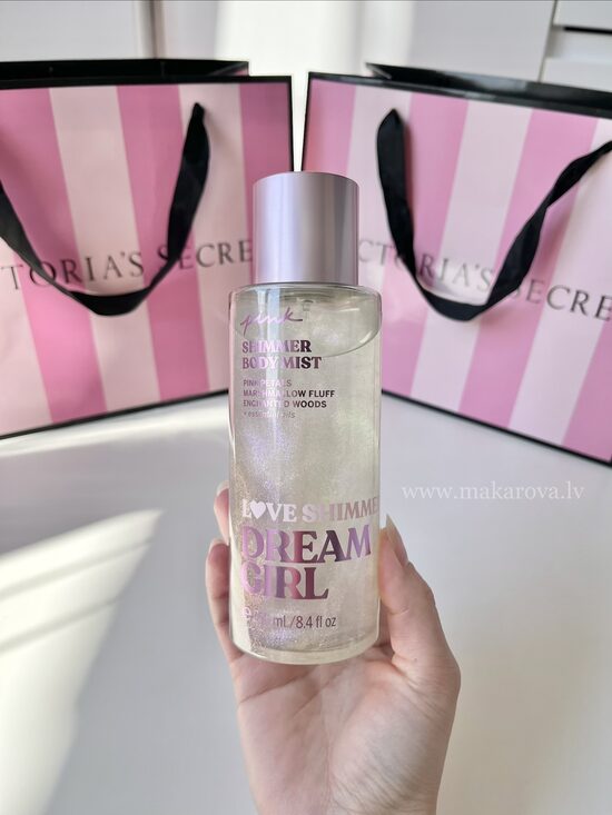 PINK Dream girl Shimmer parfimēts ķermeņa sprejs ar spīdumiem
