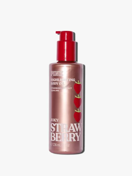 Pink Juicy strawberry mirdzoša ķermeņa eļļa ar spīdumiem 236 ml